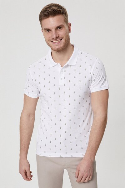 Lee Cooper Pine Чоловіча футболка з коміром-поло з 100% бавовни, біла
