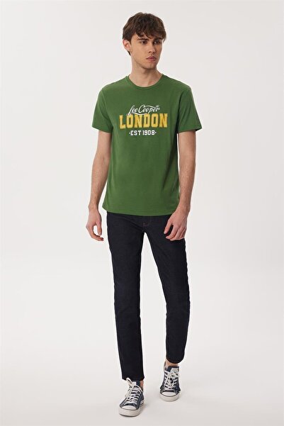 Lee Cooper Collage Erkek %100 Pamuk O Yaka T-Shirt Yeşil