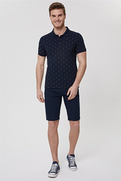 Lee Cooper Pine Men's 100% Cotton Polo Collar T-Shirt Navy Blue