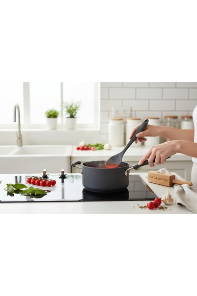 EMPA A V M Eucalyptus 100% Silicone Fireproof, Non-Stick, Scratch-Resistant 2-Piece Silicone Spoon Set