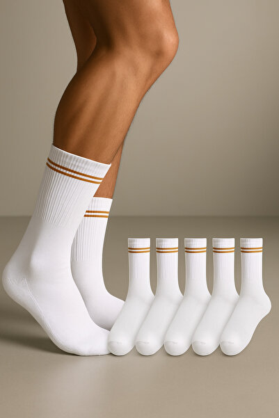 çorapkolik Taban Havlu Çizgili Tenis Spor Çorap 6'lı Paket