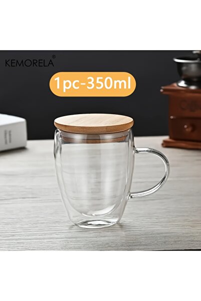 Choice كوب قهوة كيموريلا زجاجي مزدوج الجدار، سعة 350/450 مل، مع غطاء من الخيز...