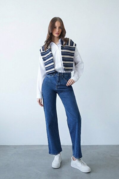 VAGGON Дънки с висока талия, прави крачоли и 5 джоба