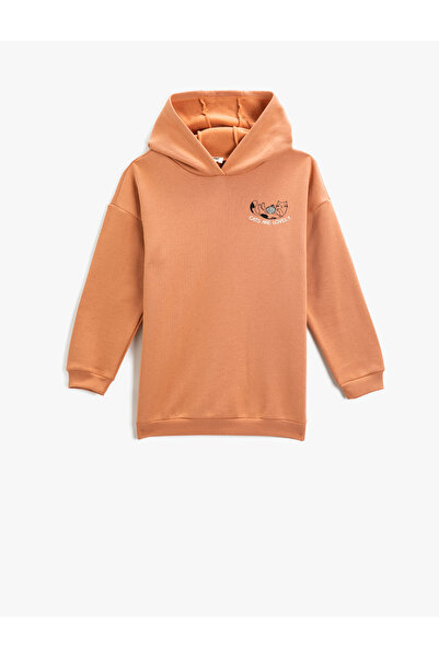 Koton Bavlněná mikina s kapucí a potiskem kočky