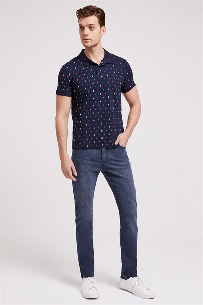 Lee Cooper Ship Men's 100% Cotton Polo Collar T-Shirt Navy Blue