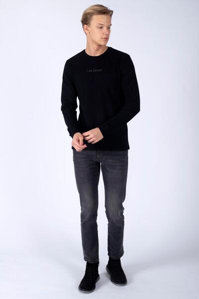Lee Cooper Hugh Men's 100% Cotton Long Sleeve T-Shirt Black