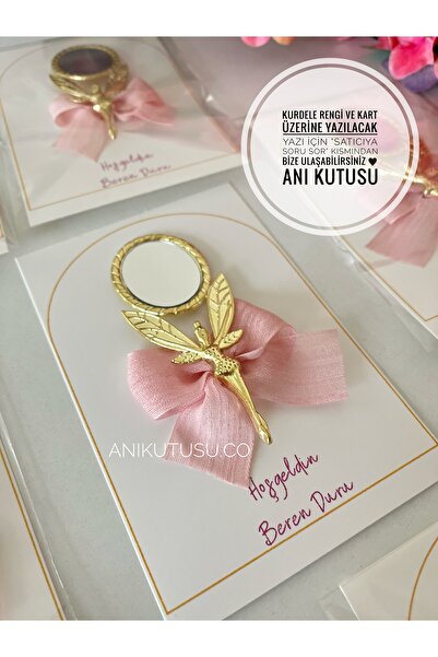 Anı Kutusu Kartlı Gold Melek Ayna, Söz, Nişan, Düğün, Nikah, Mevlüt Hediyelik...