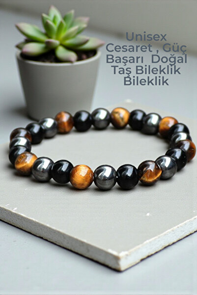 beautifulnaturelstones سوار من حجر عين النمر والأوبسيديان والهيماتيت الطبيعي ...