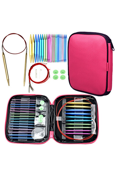 Choice Pink 37 Pieces Knitting Needles Set Detachable Circular Interchangeabl...