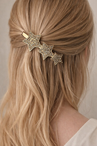 divakse Hair Clip Metal Star Patterned Gold