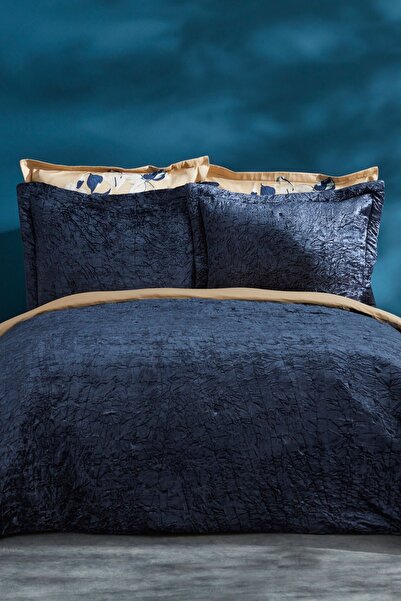 Karaca Home Nelda Çift Kişilik Kadife Yatak Örtüsü Lacivert