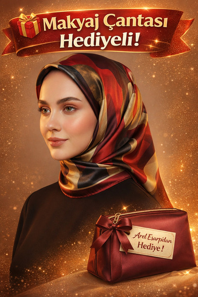 Levidor 90X90 Silk Look Burgundy - Black Colored Scarf – Non-Slip Twill Styli...