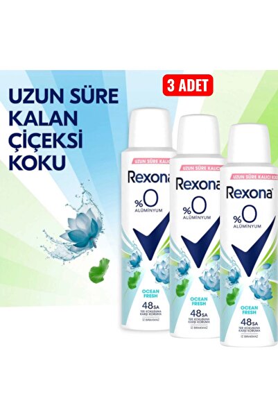 Rexona Kadın Sprey Deodorant Ocean Fresh %0 Alüminyum 150 ml X 3 Adet