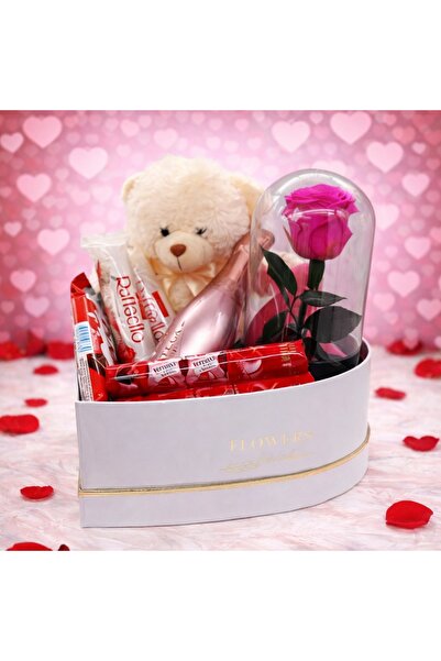 velve Set, cadou pentru femei,trandafir criogenat,ursulet plus,Bottega-Rose G...