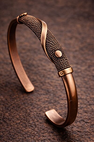 İyyaKee Dokulu Yüzeyli El Yapımı Bakır Kadın Bileklik