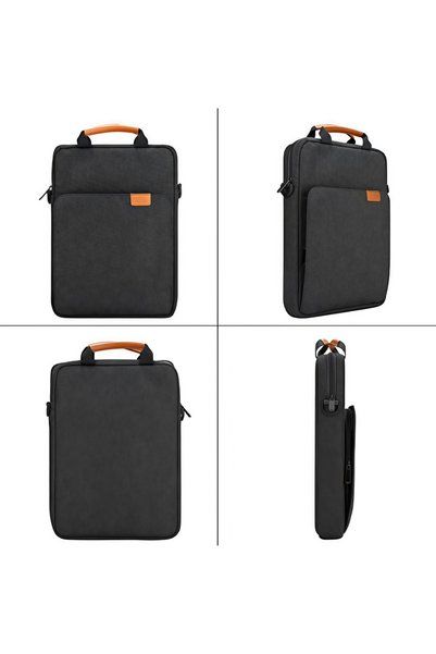 Leon Lifestyle حقيبة حماية سوداء للابتوب مقاس 13-14.1 بوصة، حافظة مقاومة للصدمات 33×24.2×5 سم لأجهزة ماك بوك اير 13.6 بوصة/برو 14.2 بوصة M5، آيباد برو 13 بوصة، هواوي ميت باد برو 13.2 بوصة مع مقبض وحزام