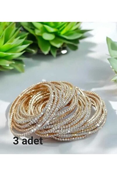 Bujiteri Zirkon taşlı lastikli su yolu parlak ince bileklik