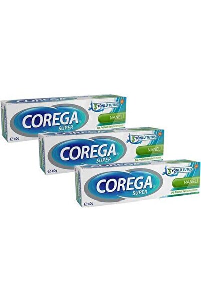 Corega Super Protez Yapıştırıcı Naneli Krem 40gr X 3adet