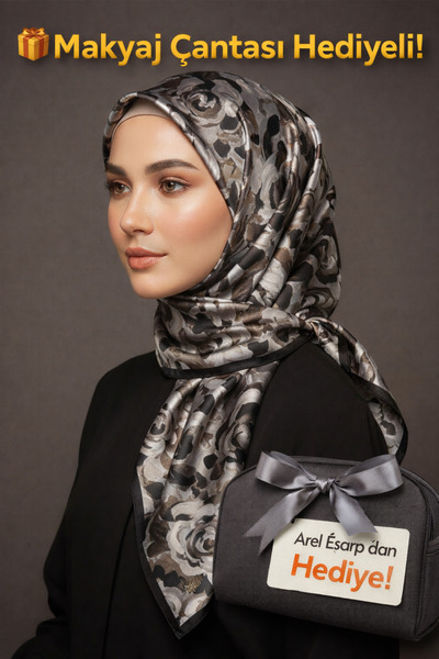 Levidor 90X90 Silk-Look Black Crystal Scarf – Non-Slip Twill Stylish Design