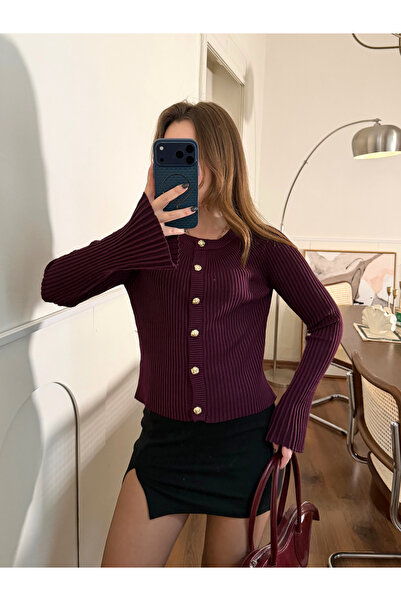 FERZOLAİO Spanish Sleeve Brown Knitwear Cardigan