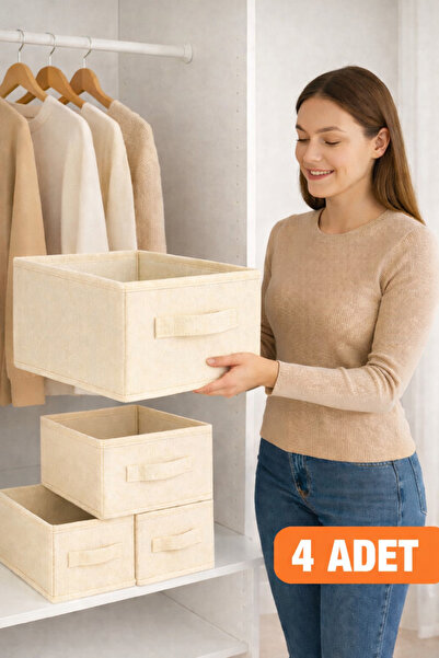 she berrak 4 ШТУКИ КРЕМ Тканинний складаний органайзер для одягу для шафи - 4...