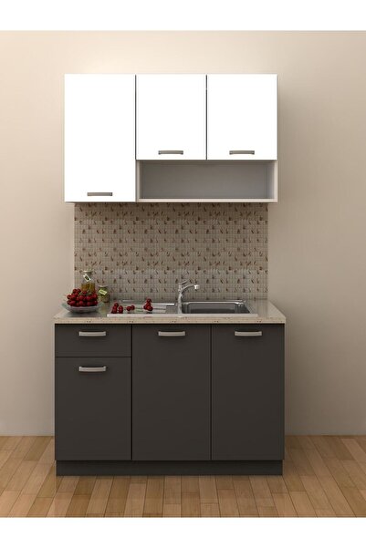 Kenyap Summer Antrasit Mutfak Dolabı 120 Cm Tezgah Dahil