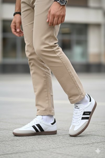 Slazenger INDIA Kadın Erkek Unisex Beyaz / Siyah Sneaker Günlük Spor Ayakkabısı