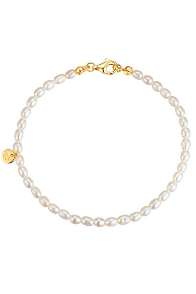 Glanzstücke München Perlenarmband Armband Sterling Silber gelbgold Süßwasser-...