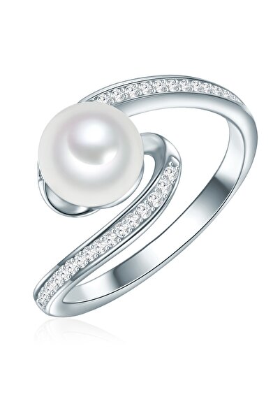 Valero Pearls Silberring Ring Sterling Silber Süßwasser-Zuchtperle weiß Zirko...