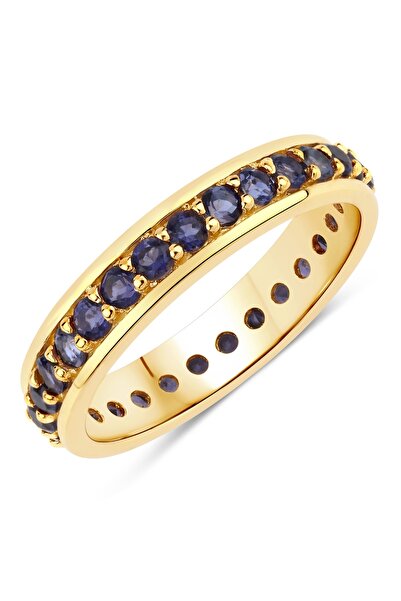 Rafaela Donata Edelsteinring Ring Sterling Silber gelbvergoldet Iolith blau-v...