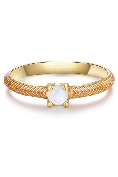 Glanzstücke München Silberring Ring Sterling Silber gelbgold Mondstein weiß E...