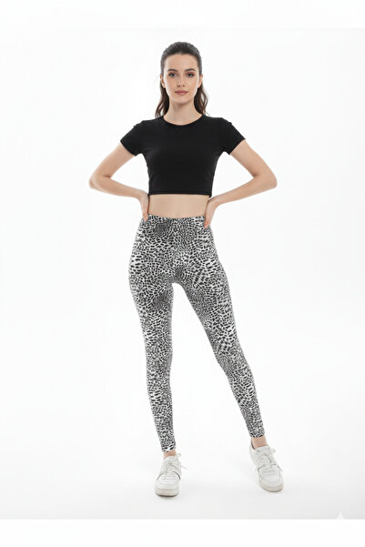ASN concept Women's Leopard Patterned Gray Leggings (with Plus Size Option)