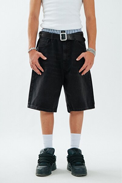 UKHWD SUPPLY Füme Baggy Jean Erkek Şort Jorts