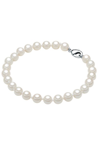 Generic Brand Perlenarmband Armband Sterling Silber Muschelkernperle weiß