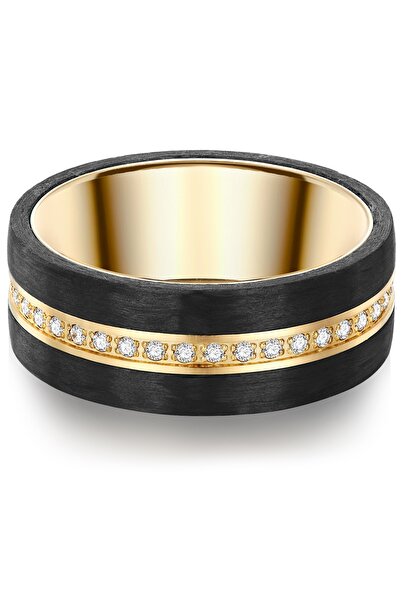 Trilani Edelstahlring Ring Edelstahl gelbgold Zirkonia weiß