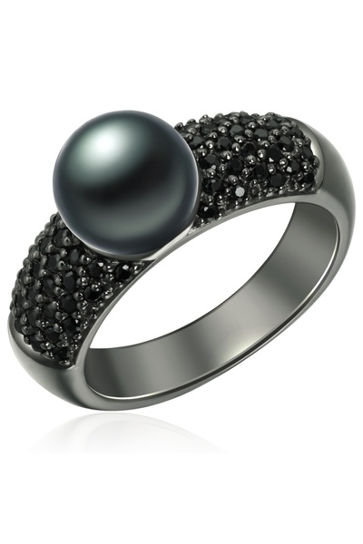 Valero Pearls Perlenring Ring Sterling Silber schwarz Süßwasser-Zuchtperle pf...