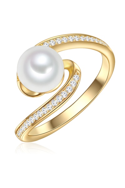 Valero Pearls Silberring Ring Sterling Silber gelbgold Süßwasser-Zuchtperle w...