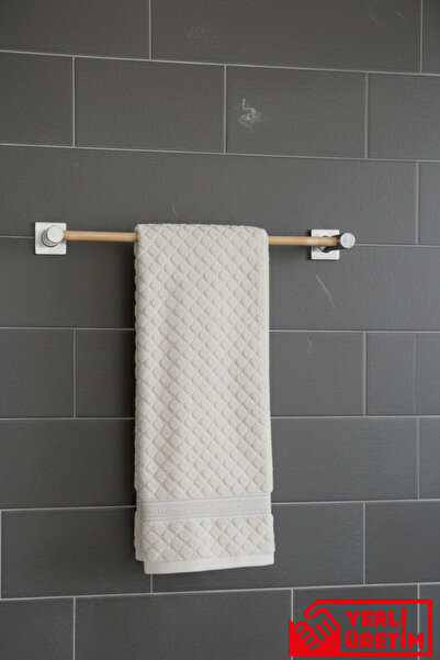 Fhilli Kendiliğinden Yapışkanlı Bambu Havlu Tutacağı 50 cm Krom