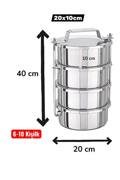 Russet 4 Katlı 20x10 cm Paslanmaz Çelik Sefer Tası 6-10 Kişilik (12,5 Litre) ...
