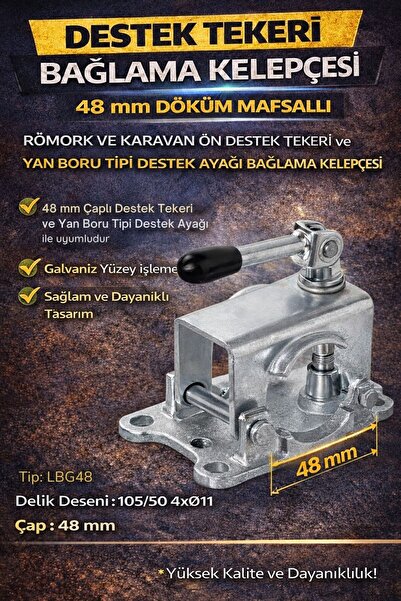 KNOTT 48 mm Döküm Mafsallı Destek Tekeri Bağlama Kelepçesi | Römork & Karavan...