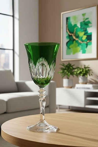 DECOSTYLE Patentli Tasarım Lismore Renkli Kadeh Bardak 270cc - Tekli Lüks Cam...