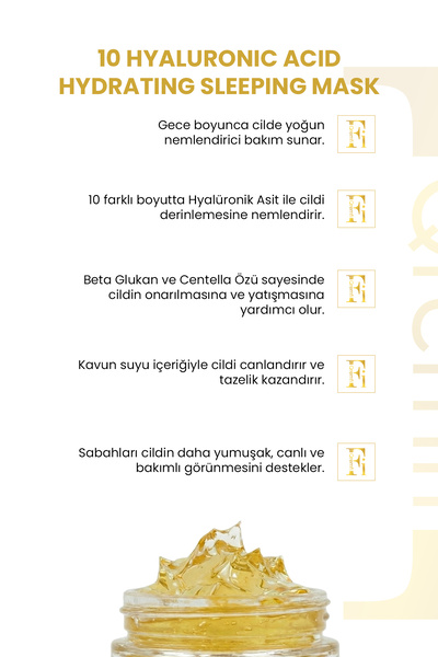 Qremfi 10 Farklı Hyalüronik Asit İçeren Onarıcı Yoğun Nemlendirici Gece Maskesi 100 ml
