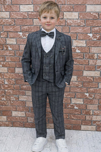 HAYTA Çocuk Takım Elbise Yelekli Gömlekli Set Bunny Füme