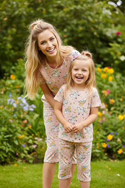 Siyah İnci Multicolored Knitted Capri Set