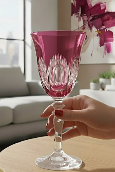 DECOSTYLE Patentli Tasarım Lismore Renkli Kadeh Bardak 1 Ad. 270cc 20cm