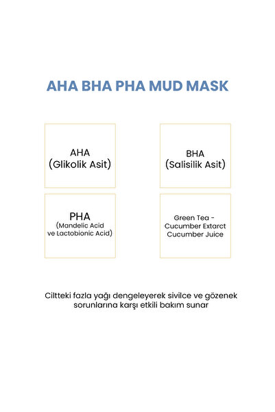 Qremfi Sıfır Gözenek Siyah Nokta Mavi Kil Maskesi | AHA + BHA+PHA 100 ml