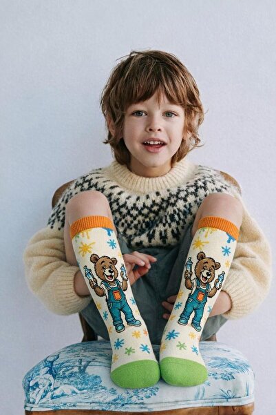 Katia&Bony Детски чорапи до коляното с плюшено мече