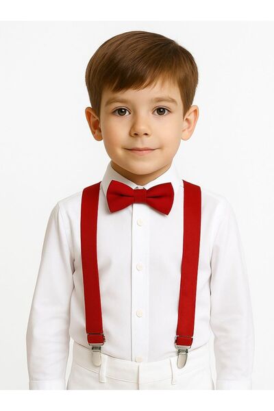 Zaves Set cu bretele și papion pentru copii roșii 1-6 ani