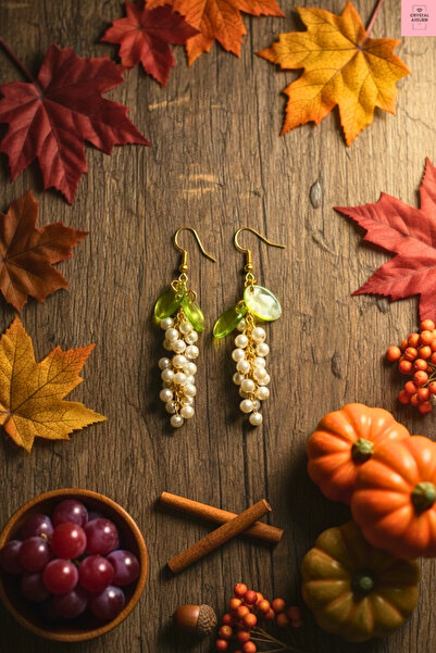 Crystal Atelier Coquette Doğal İnci Üzüm Küpe - Kadın Aesthetic Vintage Soft ...