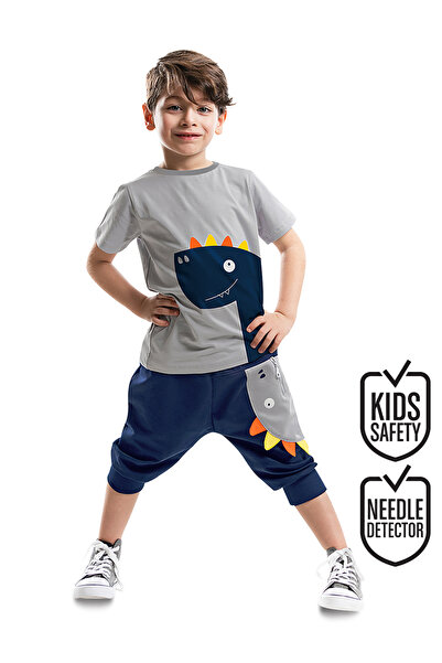 Denokids Set tricou de vară Dino cu fermoar și pantaloni scurți Capri pentru ...